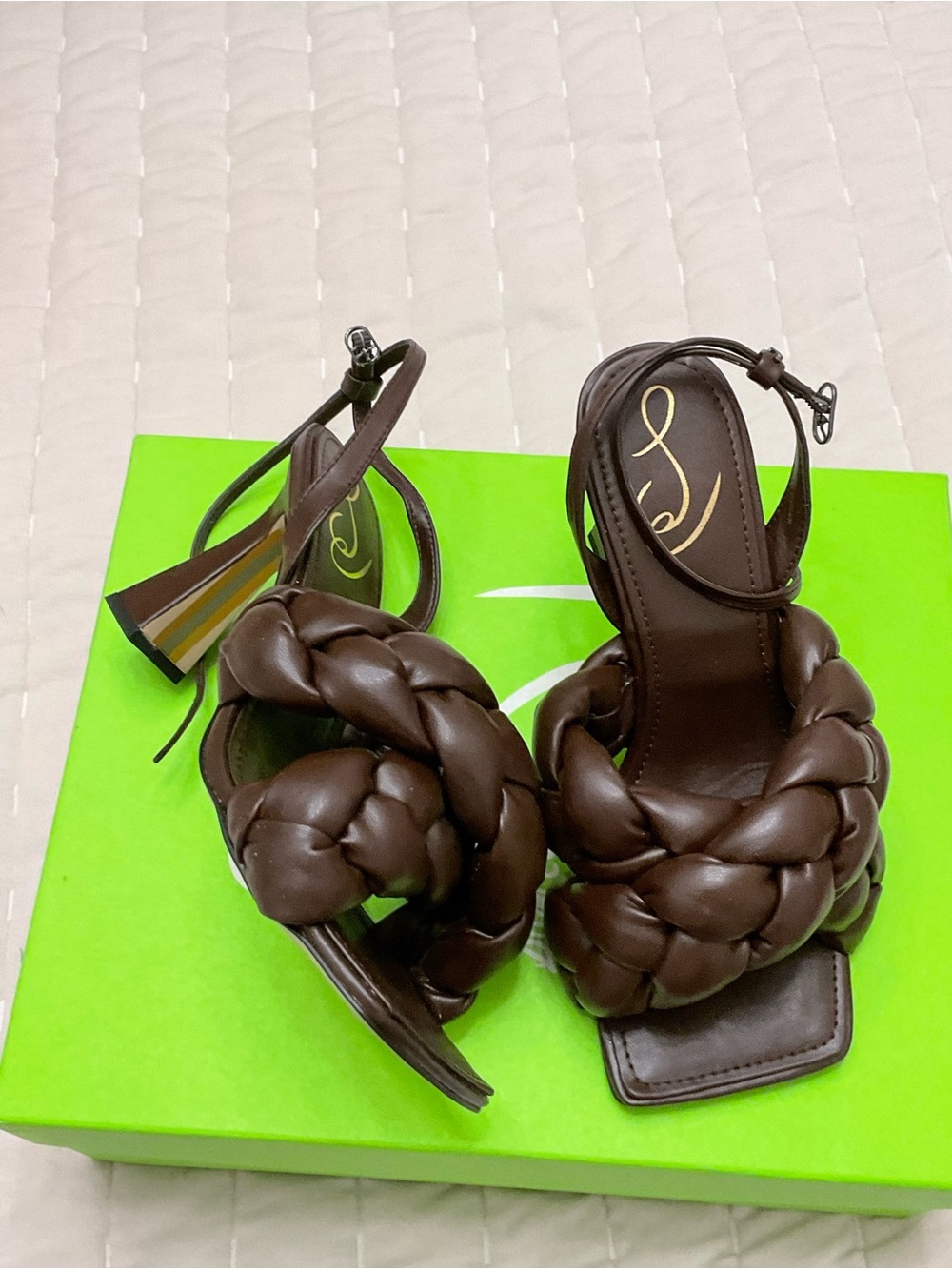 Sam Edelman Dark Brown Braided Strap Heeled Sandals - Picture 2 of 3